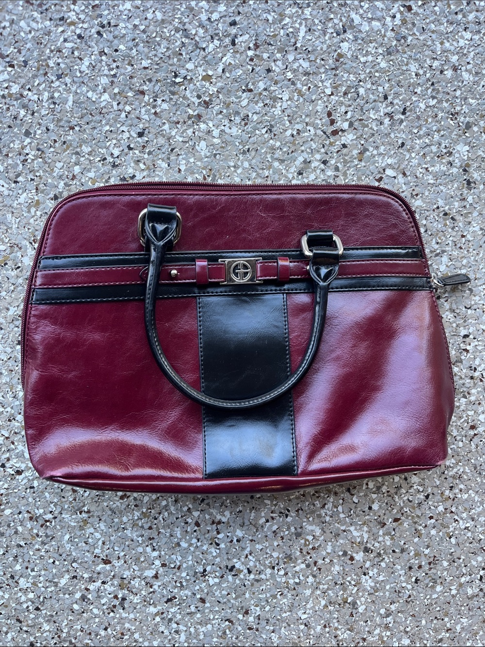 Gian Bernini Women's Burgundy and Black Leather Satchel